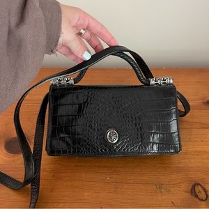 Brighton Black Leather Purse with Silver Detail